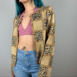Genuine leopard print leather jacket